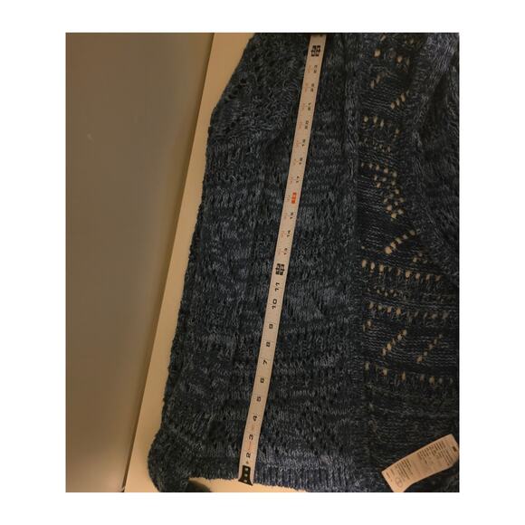 Hollister Womens Open Knit Cardigan M/L Blue Hooded Knitted Preppy Casual Norm - Picture 8 of 8